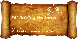 Zákány Marianna névjegykártya